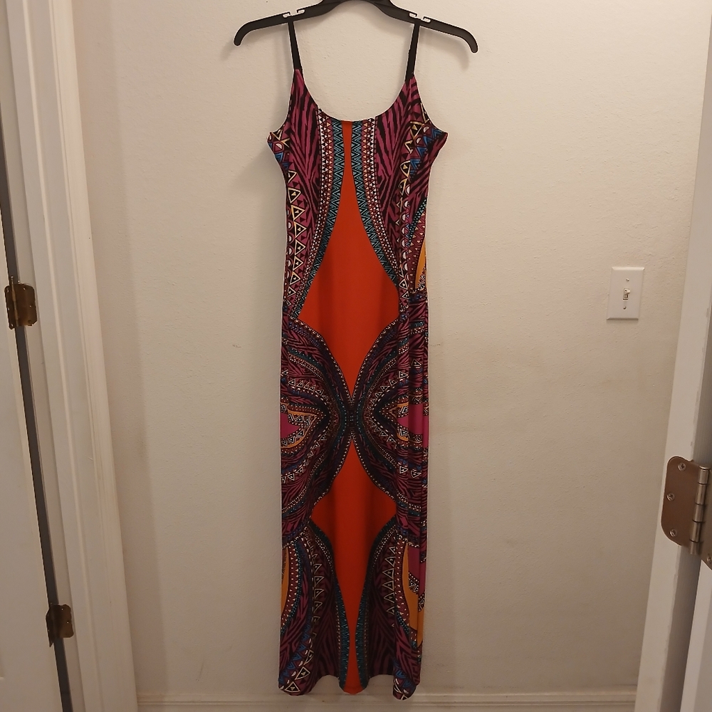 EUC Stilletto's Bodycon Maxi Dress Size M-L Geometrical Print